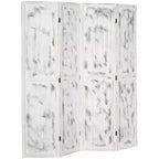 MAYEERTY 4 Panel Room Divider Folding Privacy Screen Wood Grain Design White 63.25x67x0.75
