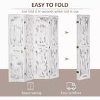 MAYEERTY 4 Panel Room Divider Folding Privacy Screen Wood Grain Design White 63.25x67x0.75