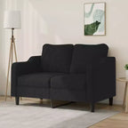 vidaXL Modern 2-Seater Sofa - Black Fabric and Metal Frame with Thick Padding for Living Room, Lounge, Patio Seating