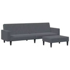 vidaXL 2-Piece Convertible Sofa Bed Set with Footstool in Luxurious Dark Gray Velvet, Versatile Furniture for Living Room or Den