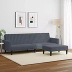 vidaXL Ensemble canapé-lit convertible 2 places avec repose-pieds en velours gris foncé luxueux, meuble polyvalent pour salon ou bureau