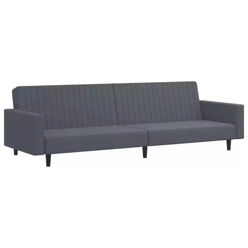 vidaXL Ensemble canapé-lit convertible 2 places avec repose-pieds en velours gris foncé luxueux, meuble polyvalent pour salon ou bureau