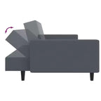 vidaXL Ensemble canapé-lit convertible 2 places avec repose-pieds en velours gris foncé luxueux, meuble polyvalent pour salon ou bureau