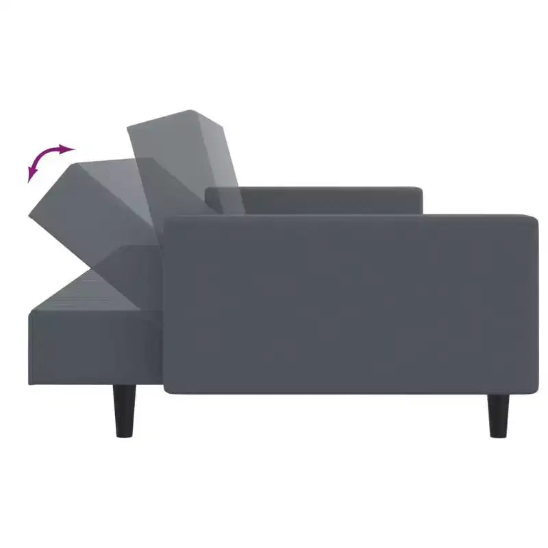 vidaXL Ensemble canapé-lit convertible 2 places avec repose-pieds en velours gris foncé luxueux, meuble polyvalent pour salon ou bureau