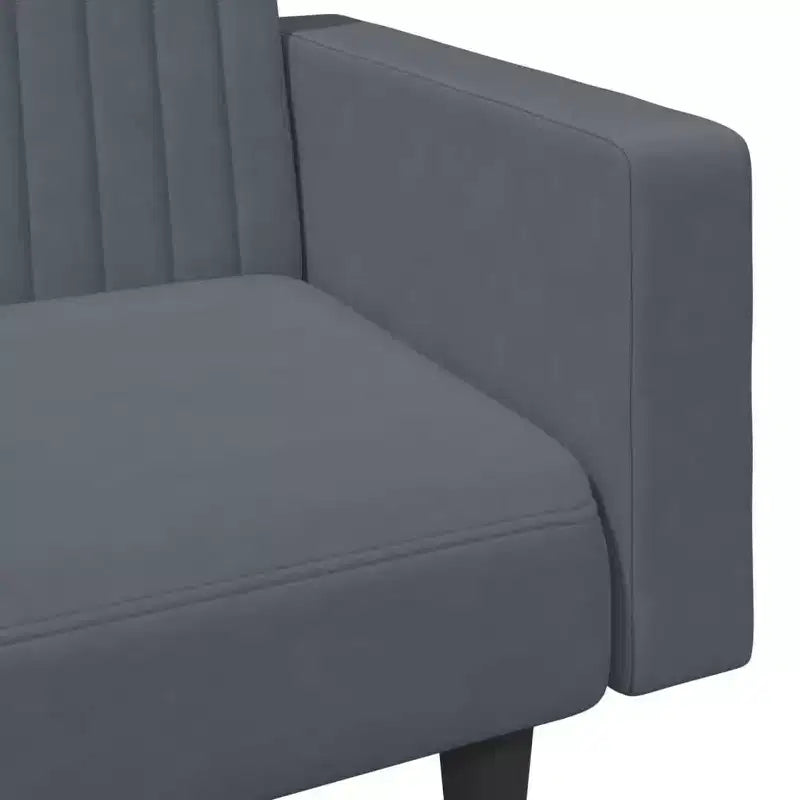 vidaXL Ensemble canapé-lit convertible 2 places avec repose-pieds en velours gris foncé luxueux, meuble polyvalent pour salon ou bureau