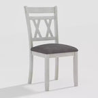 VECELO Farmhouse Style Dining Table Set, Rubber Wood Table with 4/6 Upholstered Dining Chairs, Gray