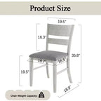 VECELO Farmhouse Style Dining Table Set, Rubber Wood Table with 4/6 Upholstered Dining Chairs, Gray