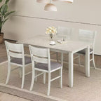 VECELO Farmhouse Style Dining Table Set, Rubber Wood Table with 4/6 Upholstered Dining Chairs, Gray