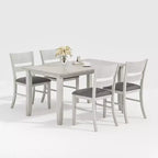 VECELO Farmhouse Style Dining Table Set, Rubber Wood Table with 4/6 Upholstered Dining Chairs, Gray