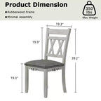 VECELO Farmhouse Style Dining Table Set, Rubber Wood Table with 4/6 Upholstered Dining Chairs, Gray
