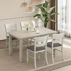VECELO Farmhouse Style Dining Table Set, Rubber Wood Table with 4/6 Upholstered Dining Chairs, Gray