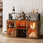 Meuble Bar à Vins avec Porte-Bouteilles, Meuble Bar à Café Moderne avec Étagère de Rangement, Meuble Bar à Spiritueux, Buffet de Rangement pour Cuisine