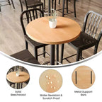 Plateau de table rond Flash Furniture Bennett en bois massif de 1,5 pouce d'épaisseur