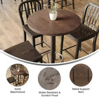 Plateau de table rond Flash Furniture Bennett en bois massif de 1,5 pouce d'épaisseur