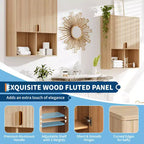 Meuble Haut de Salle de Bain Moderne, Armoire à Pharmacie en Bois Cannelé avec Étagères Réglables, Meuble de Rangement Gain de Place Au-Dessus des Toilettes, Armoire de Rangement Murale Flottante