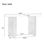 MAYEERTY Narrow Console Table with Oval Faux Marble Top Rustic Sofa Table with Curved Legs for Living Room Natural White