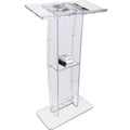 VEVOR Acrylic Podium, 47 Clear Acrylic Podium Stand with Wide Reading Surface & Storage Shelf, Floor-standing Clear Pulpits Acrylic, Clear