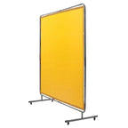 VEVOR Welding Screen with Frame, 6' x 6' Welding Curtain Screen, Flame-Resistant Vinyl Welding Protection Screen on 4 Swivel Wheel, Yellow