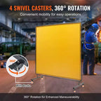 VEVOR Welding Screen with Frame, 6' x 6' Welding Curtain Screen, Flame-Resistant Vinyl Welding Protection Screen on 4 Swivel Wheel, Yellow