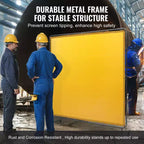 VEVOR Welding Screen with Frame, 6' x 6' Welding Curtain Screen, Flame-Resistant Vinyl Welding Protection Screen on 4 Swivel Wheel, Yellow
