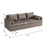 GustoWave 67''W 3 Seater Sofa Couch with Storage Under Seat Cushion, Mid-Century Modern Couch with Comfortable Armrest & with 5 Pillows