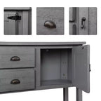 Farmhouse Console Table with Storage, Farmhouse Entry Table with 2 Drawers and Cabinets, Solid Wood Sofa Table with Shelves