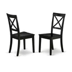 HomeStock Belmont 5Pc Round 42 Dining Room Table And 4 Wood Seat Kitchen Chairs, Black