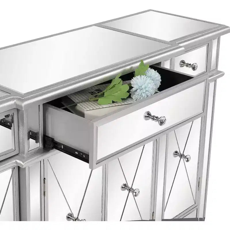 Commode Karl Home 3 tiroirs en MDF argenté de 121,9 cm de large