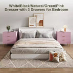 Modern 3-Drawer Dresser - Gold Handle & Large Storage for Bedroom & Living Room