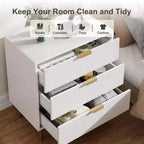 Modern 3-Drawer Dresser - Gold Handle & Large Storage for Bedroom & Living Room