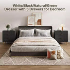 Modern 3-Drawer Dresser - Gold Handle & Large Storage for Bedroom & Living Room