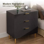 Modern 3-Drawer Dresser - Gold Handle & Large Storage for Bedroom & Living Room