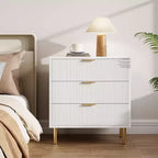 Modern 3-Drawer Dresser - Gold Handle & Large Storage for Bedroom & Living Room