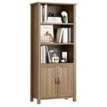 3-Tier Bookshelf, 70'' Tall Bookcase with Doors, Farmhouse Storage Cabinet with Adjustable Shelf and Stable Leg, Floor Standing Display Bookshelves