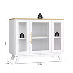 36 Modern Coffee Bar Cabinet - Buffet Sideboard with Fluted Glass Doors & Adjustable Shelves
