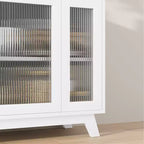 36 Modern Coffee Bar Cabinet - Buffet Sideboard with Fluted Glass Doors & Adjustable Shelves