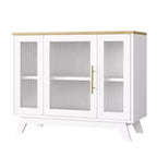 36 Modern Coffee Bar Cabinet - Buffet Sideboard with Fluted Glass Doors & Adjustable Shelves