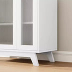 36 Modern Coffee Bar Cabinet - Buffet Sideboard with Fluted Glass Doors & Adjustable Shelves