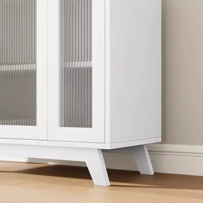 36 Modern Coffee Bar Cabinet - Buffet Sideboard with Fluted Glass Doors & Adjustable Shelves