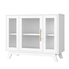 36 Modern Coffee Bar Cabinet - Buffet Sideboard with Fluted Glass Doors & Adjustable Shelves