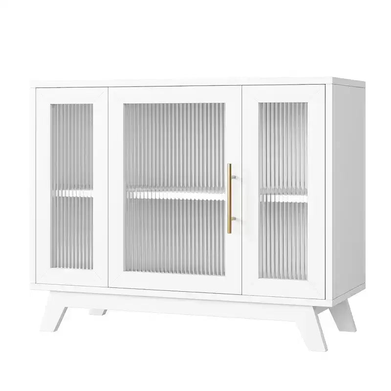 36 Modern Coffee Bar Cabinet - Buffet Sideboard with Fluted Glass Doors & Adjustable Shelves