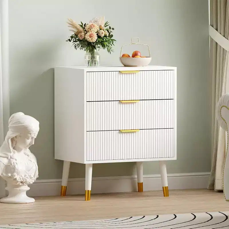 3-Drawer Modern Dresser - Wide Top Nightstand & Storage for Bedroom & Living Room