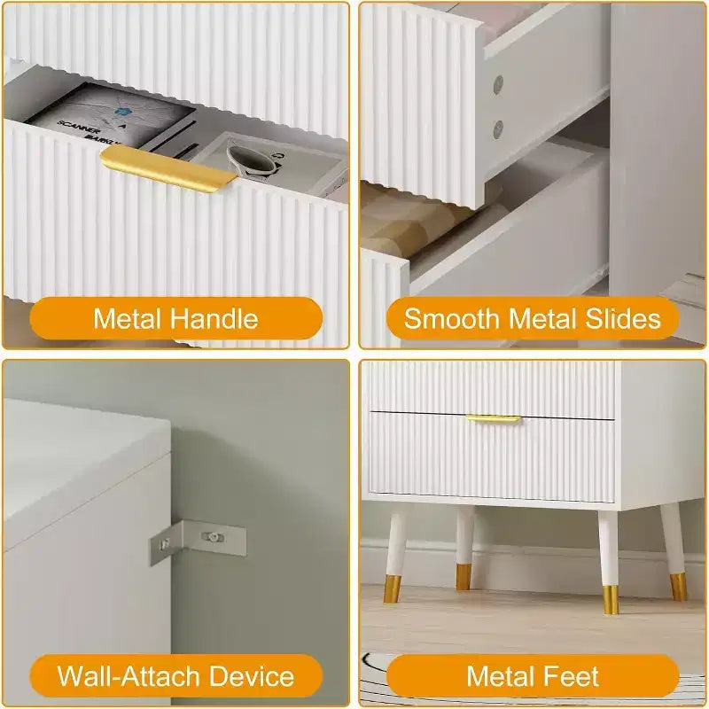 3-Drawer Modern Dresser - Wide Top Nightstand & Storage for Bedroom & Living Room
