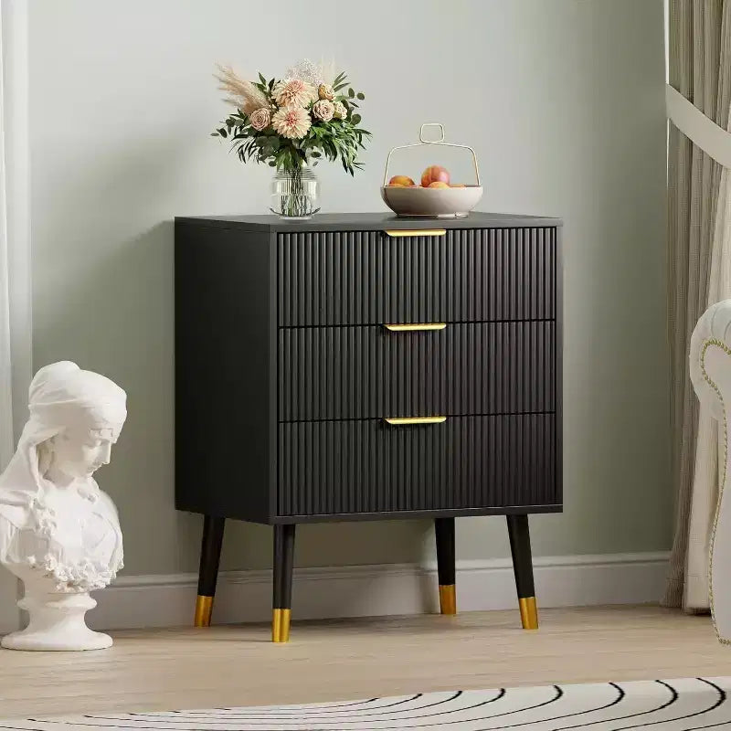 3-Drawer Modern Dresser - Wide Top Nightstand & Storage for Bedroom & Living Room