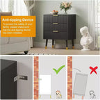 3-Drawer Modern Dresser - Wide Top Nightstand & Storage for Bedroom & Living Room