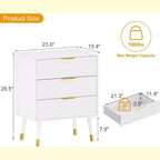 3-Drawer Modern Dresser - Wide Top Nightstand & Storage for Bedroom & Living Room