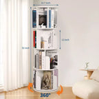 Étagère à livres rotative haute de 132 cm à 4 niveaux, organisateur de rangement en bois pivotant à 360° pour chambre, bibliothèque d'angle, pour bureau à domicile, salon et petits espaces