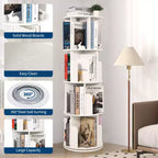 Étagère à livres rotative haute de 132 cm à 4 niveaux, organisateur de rangement en bois pivotant à 360° pour chambre, bibliothèque d'angle, pour bureau à domicile, salon et petits espaces