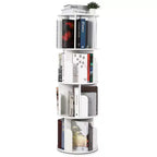 Étagère à livres rotative haute de 132 cm à 4 niveaux, organisateur de rangement en bois pivotant à 360° pour chambre, bibliothèque d'angle, pour bureau à domicile, salon et petits espaces
