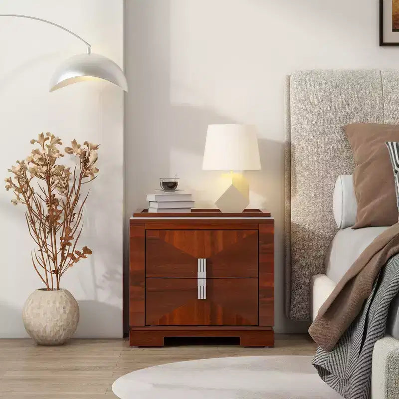 Christopher Knight Home Baldros Mid-Century Modern Wooden Nightstand with 2 Drawers